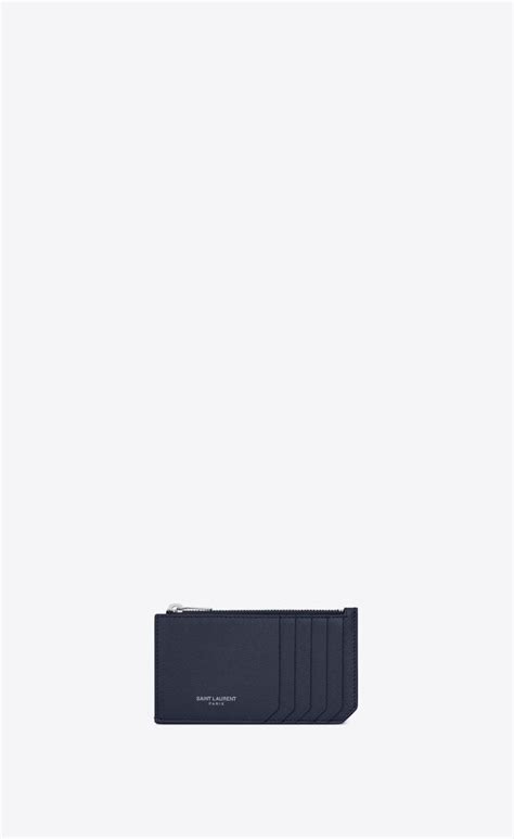 Saint Laurent Paris FRAGMENTS zip card case in grained 